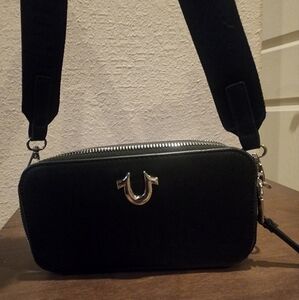 Black Crossbody Bag with Silver Accents